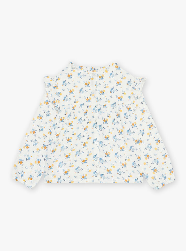Blouse écrue à imprimé fleuri en gaze de coton