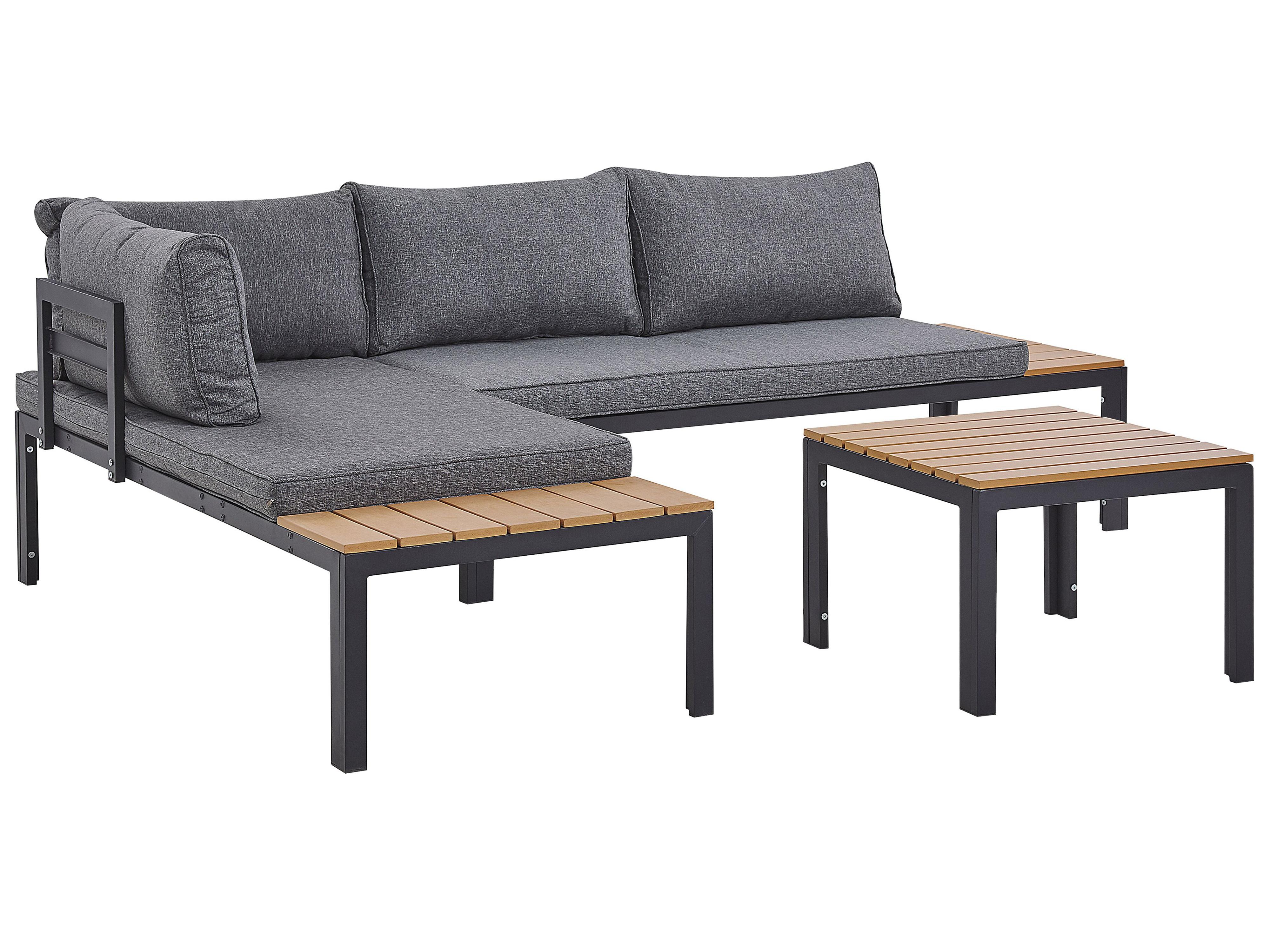 Tuin hoekloungeset met tafel 4-zits PIENZA II rechtszijdig modulair Grijs