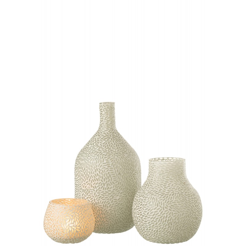 Vase avec mosaïques en verre blanc 17x17x22 cm
