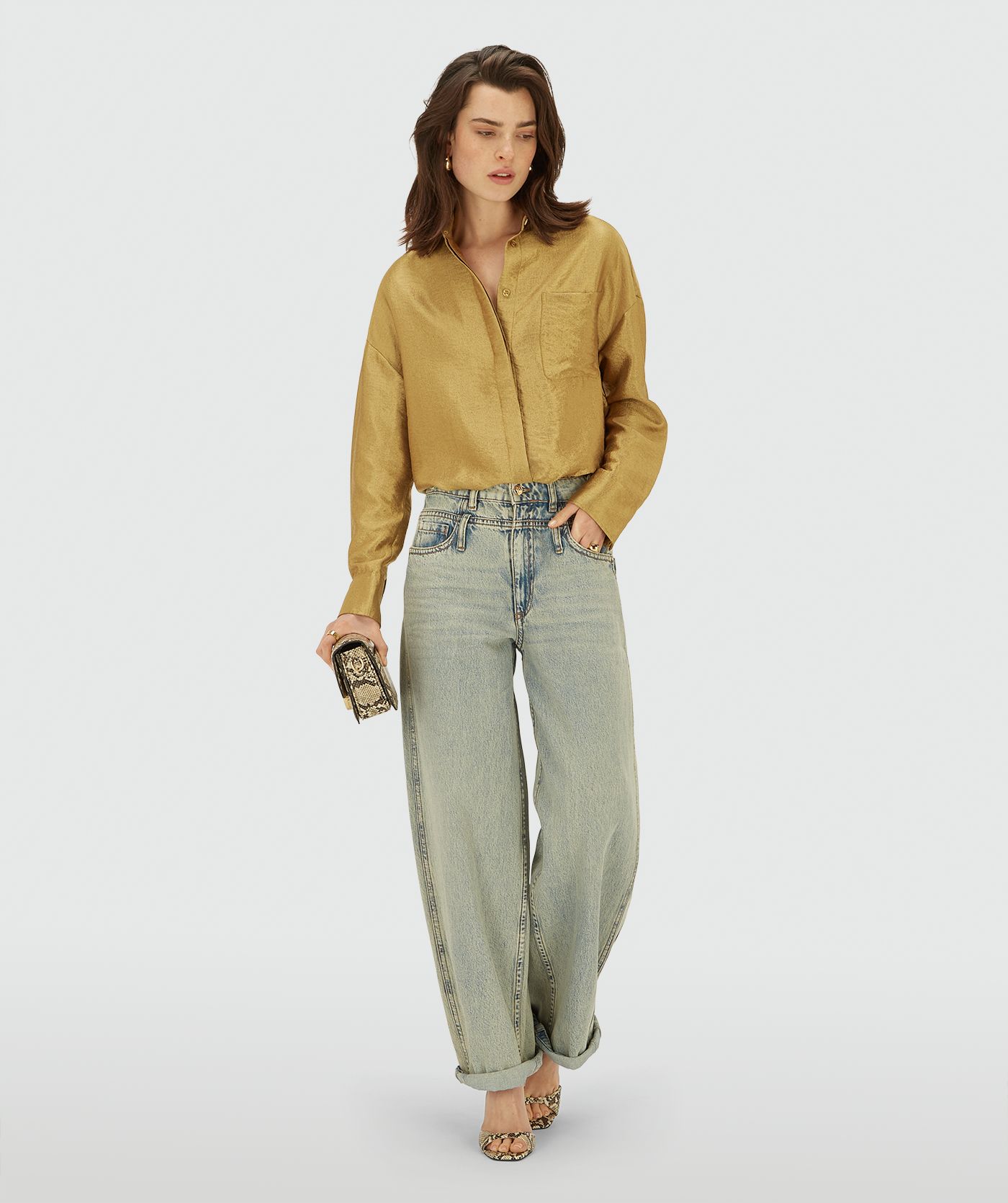 JV-LUCILLA oversized blouse - dark gold