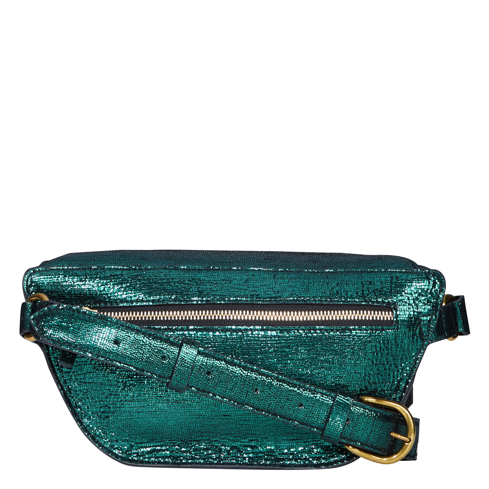 LINO BANANE - Sac banane en cuir métallisé| Vert