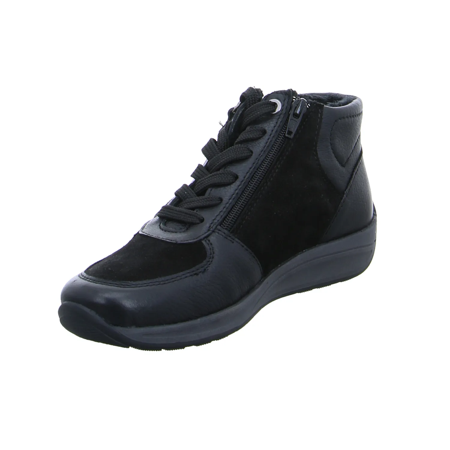 VAN DER LAAN Comfort-Mid Cut Sneaker Schwarz Leder  mit 2RV