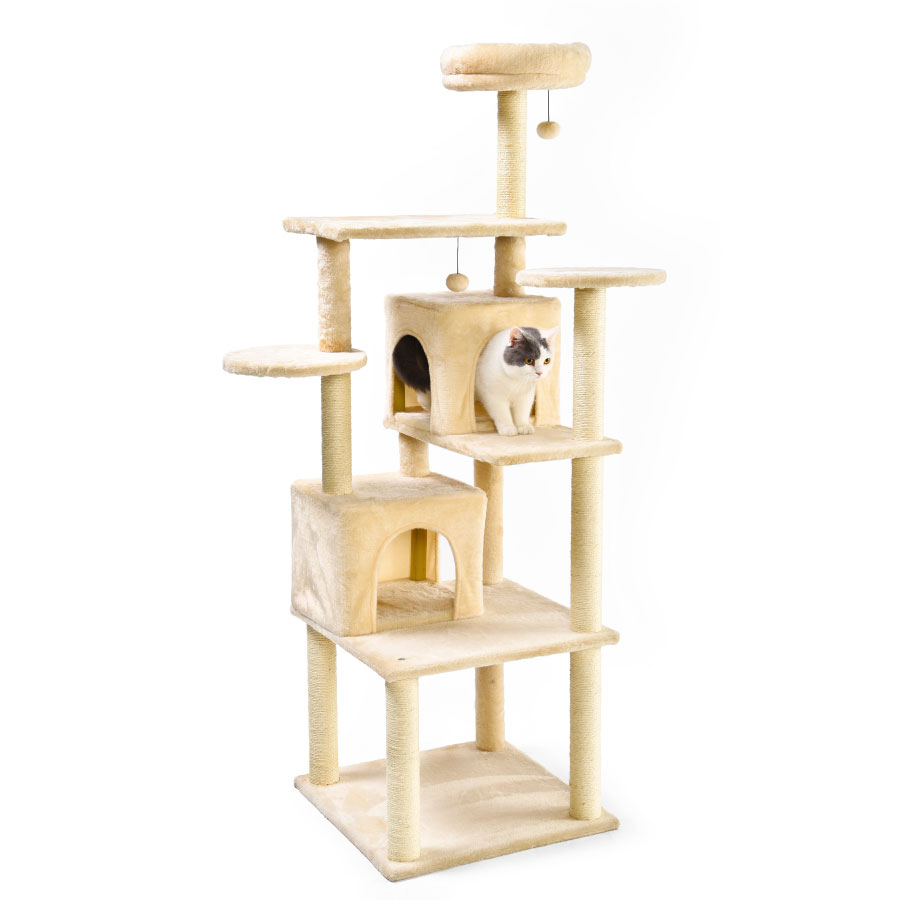 Arranhador para gatos WUAPU 7x1 cinza 55x55x168