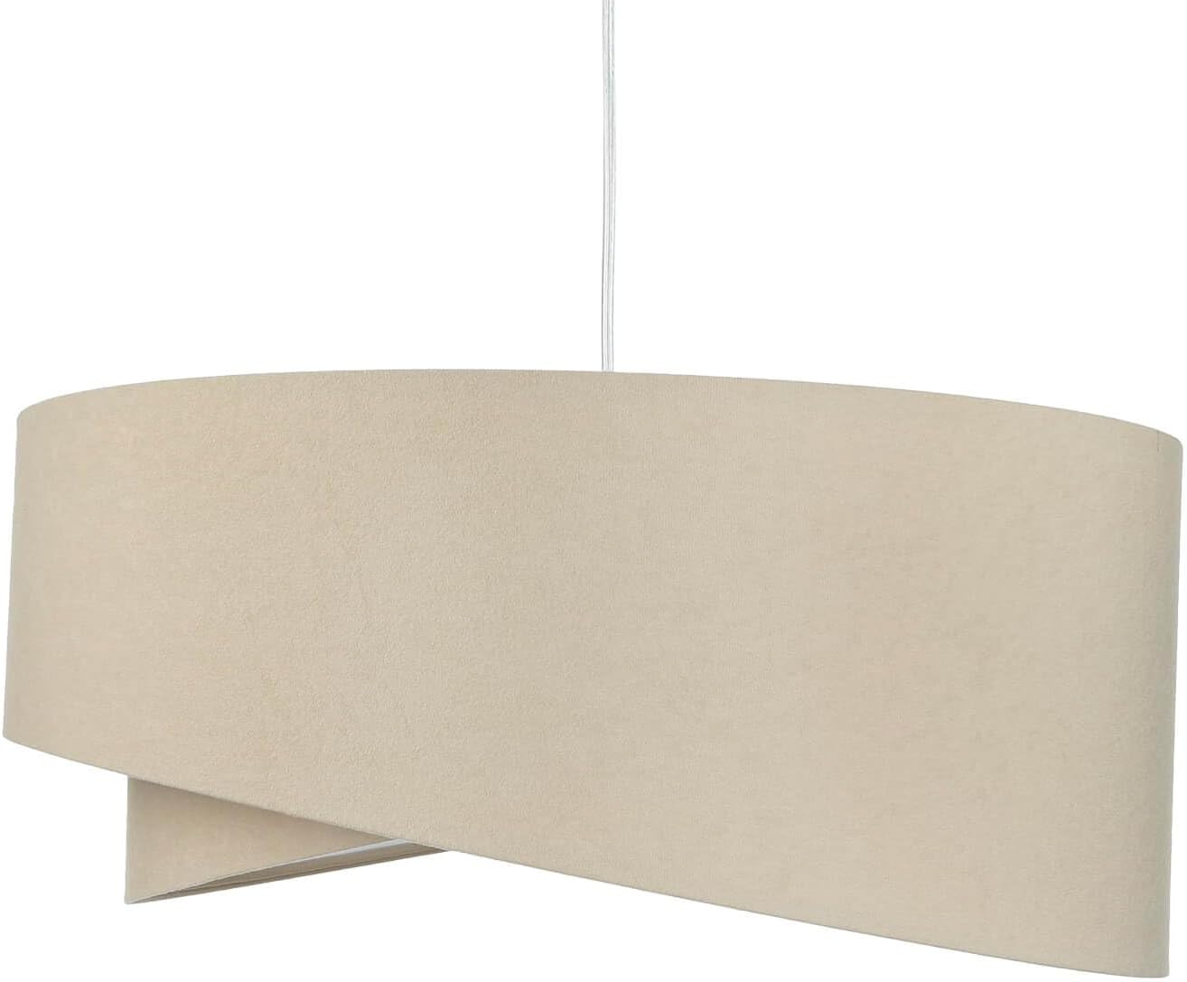Licht-Erlebnisse Modische Pendelleuchte Stoff Schirm in Velours Optik Beige Weiß Ø50cm E27 Wohnzimmer Schlafzimmer Lampe