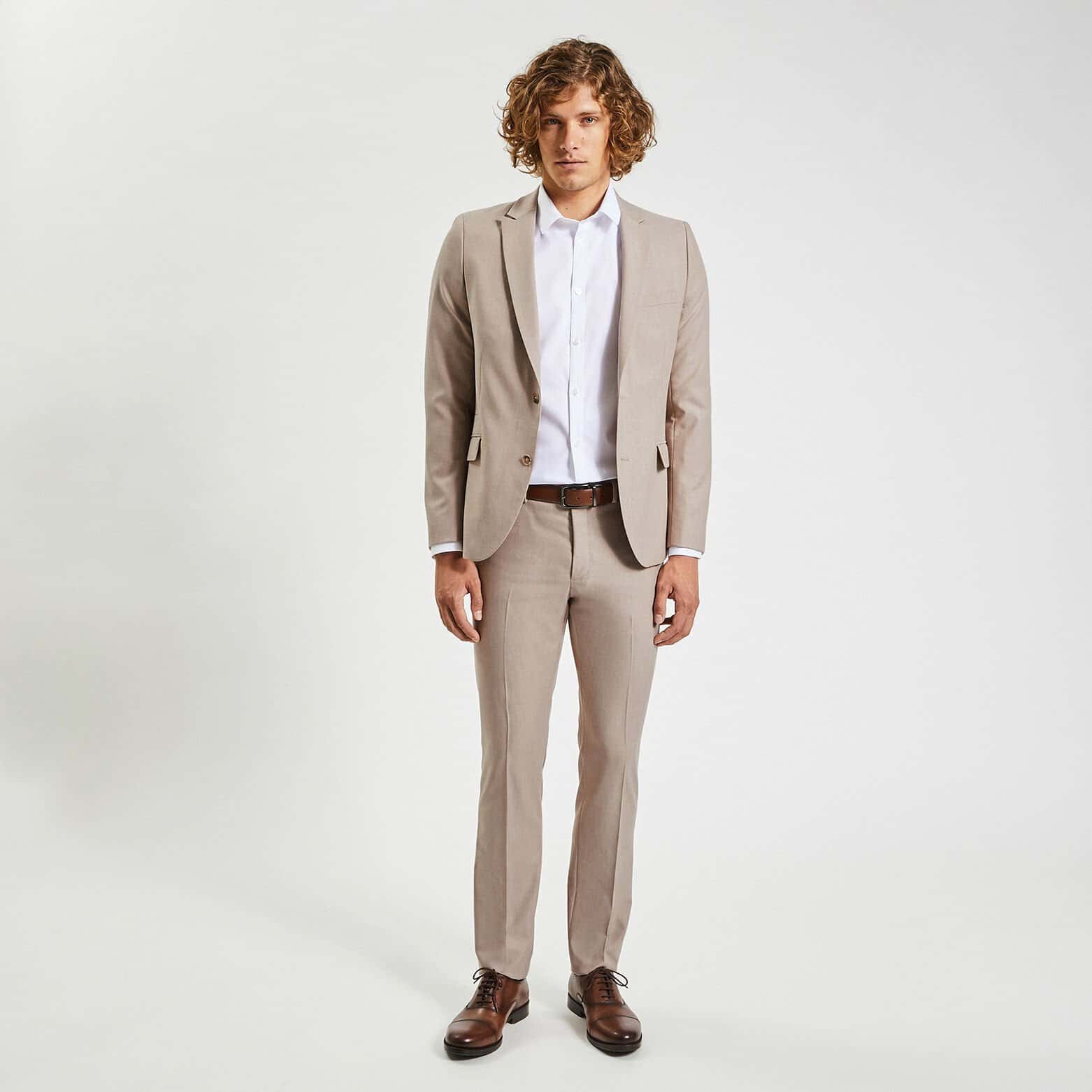Pantalon de costume slim bi-ton Beige