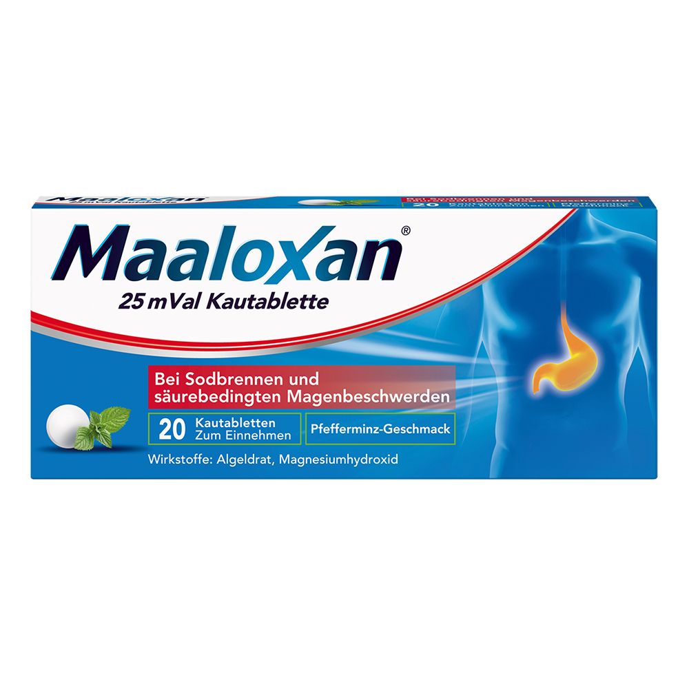MAALOXAN®  Kautabletten bei Sodbrennen mit Magenschmerzen