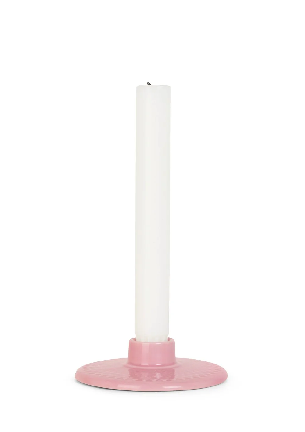 Lyngby Porcelæn  Rhombe Color kronelysestage, rosa - H3 cm.