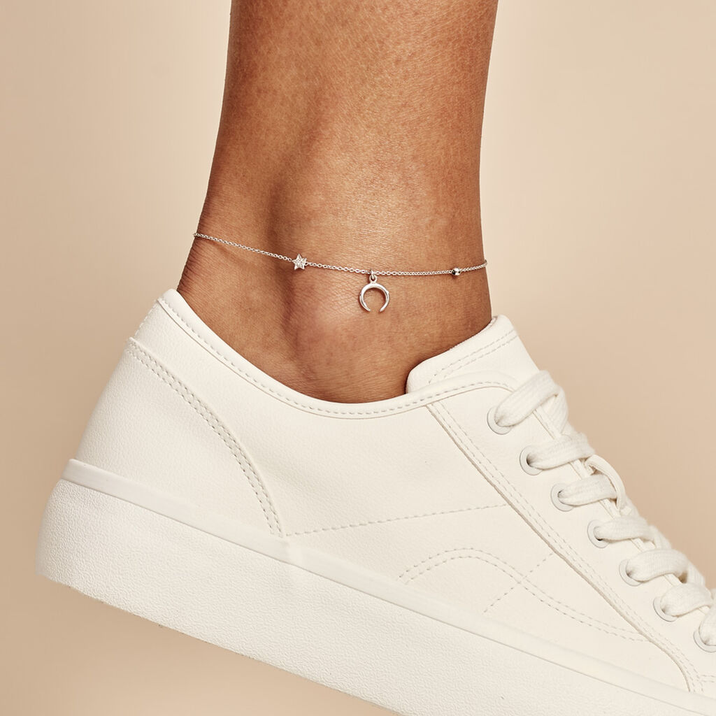 Chaîne De Cheville Serenella Argent Blanc Oxyde De Zirconium