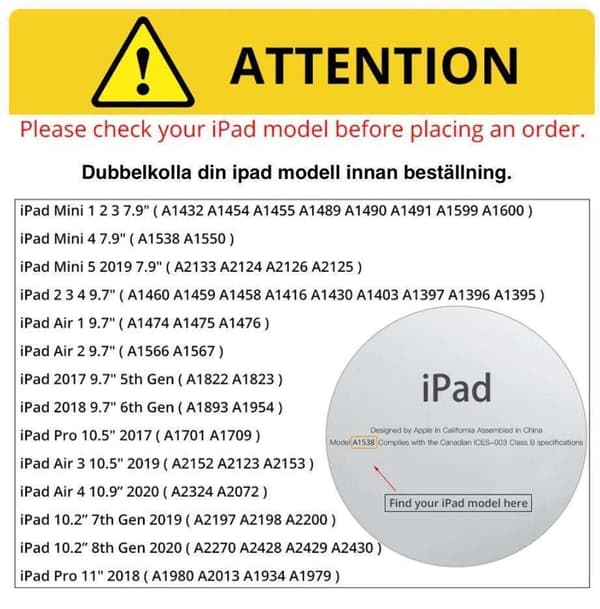 Ipad AIR 2-deksel - Svart Ipad Air 1/2 & Ipad 9.7 Gen5/Gen6