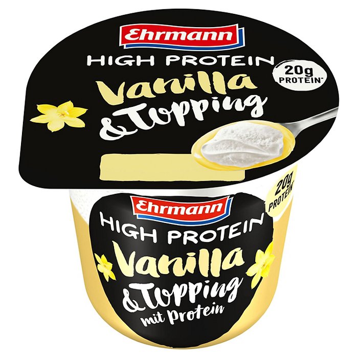 EHRMANN High Protein Pudding mit Topping 200 g, Vanilla
