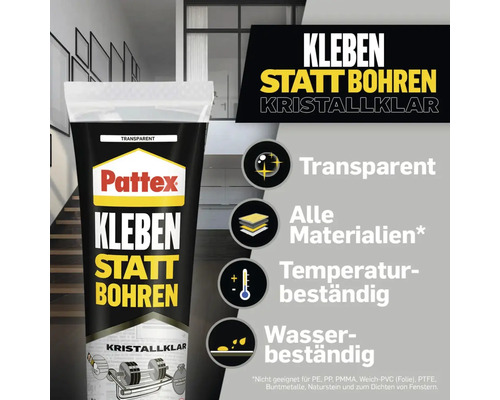 Pattex lijmen in plaats van boren kristalhelder 90 g