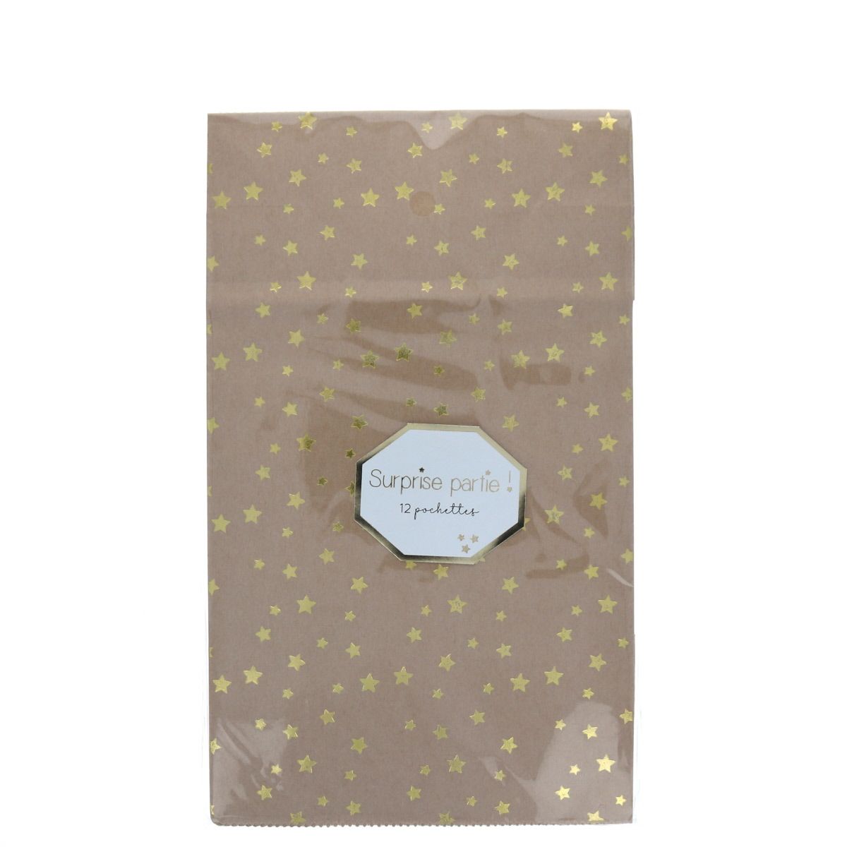 Pochettes kraft étoiles dorées x12 Surprise Partie !