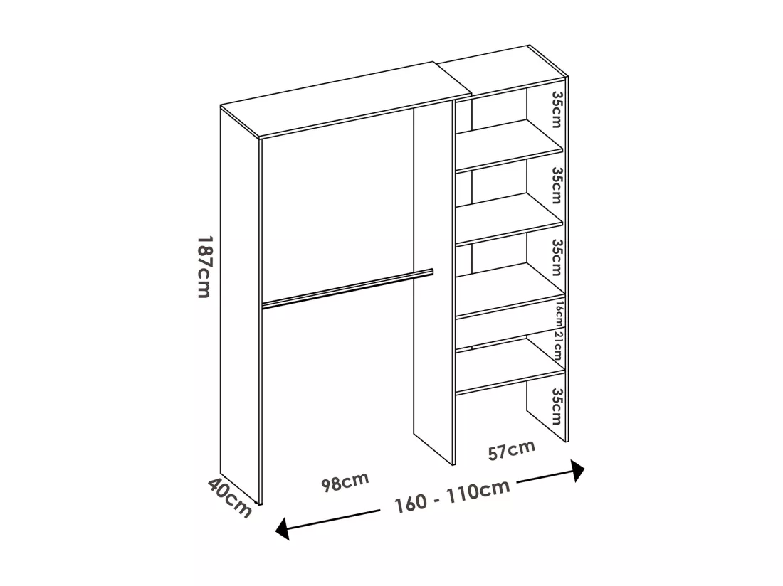 Ensemble de lit gigogne avec 2 tiroirs + Table de nuit + armoire pour enfant coloris blanc