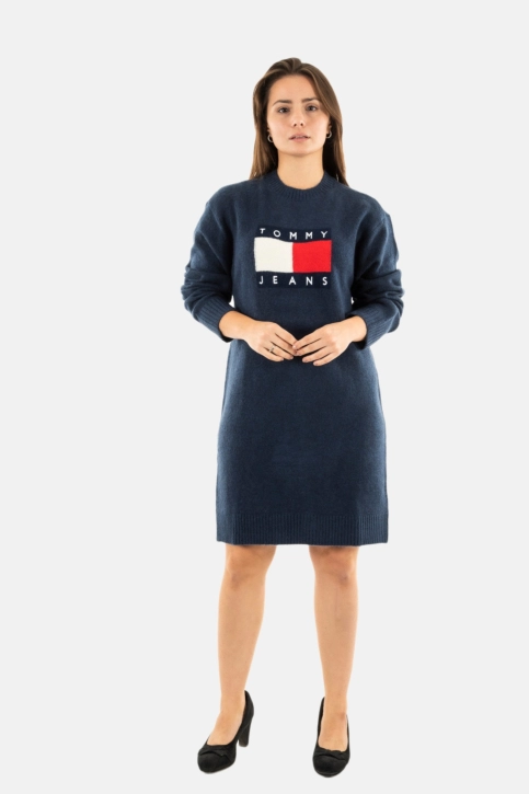 Robe tommy jeans melange flag dro dark night navy melange