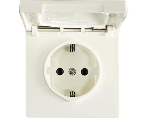 Jung LS 1520 KL WW stopcontact met klapdeksel alpinewit LS990/LS-design
