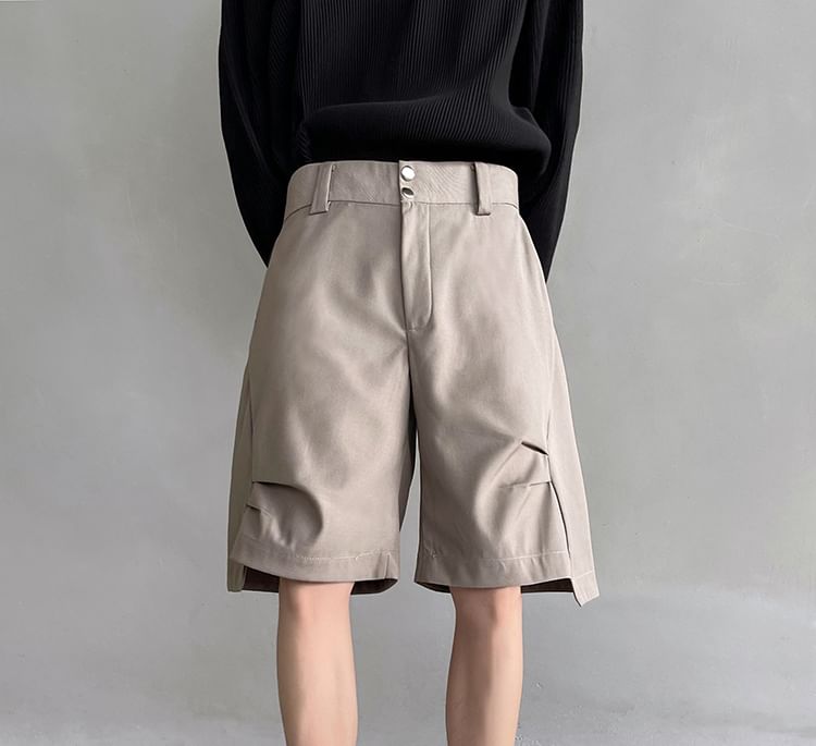 Breeson - Mid Rise Plain Gerimpelde Wijde Broek