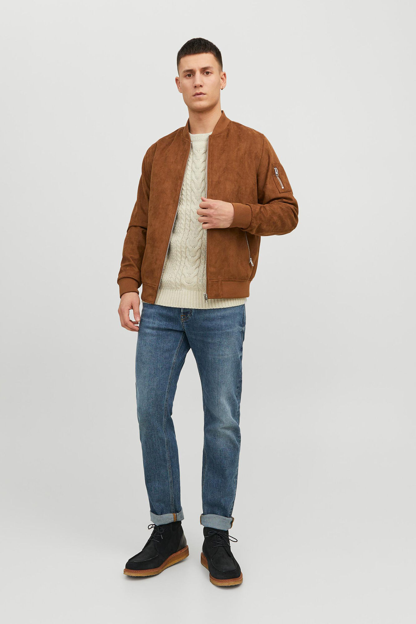 jaqueta bomber de couro sintético