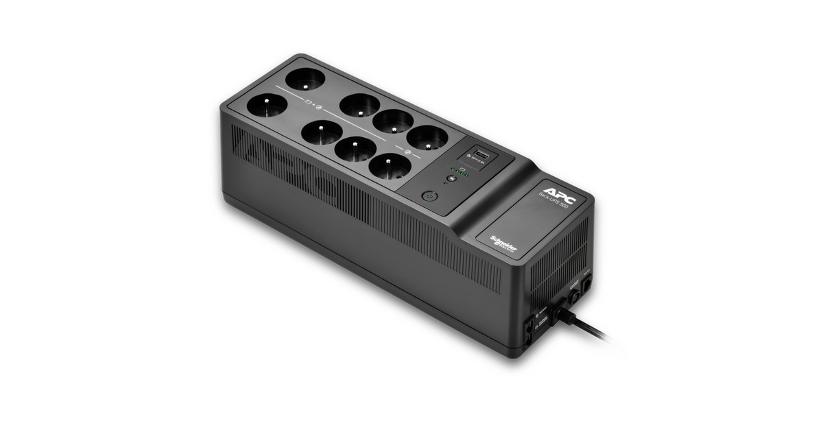 APCBack-UPS BE500G2-FR - Noodstroomvoeding ups  (Zwart, 8x Schuko, 500VA, 1 USB oplader, 1 USB datapoort)