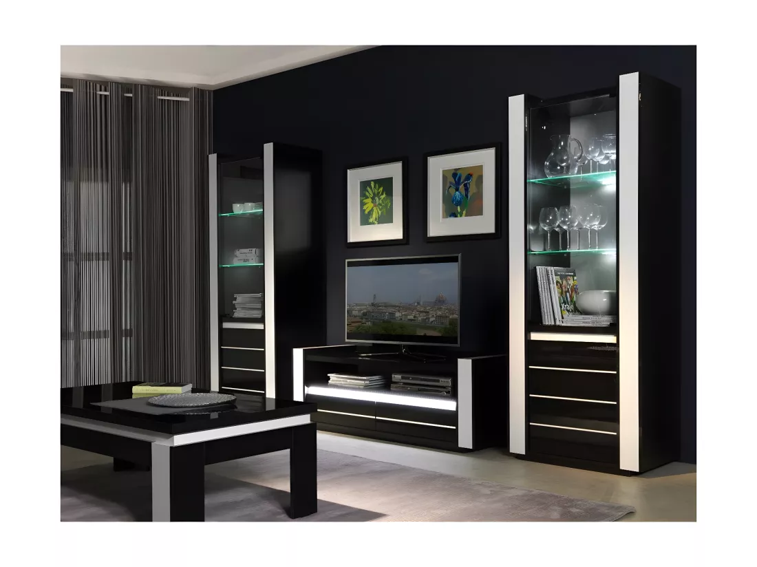 Vitrine petit modèle LINA noire et blanche avec LED