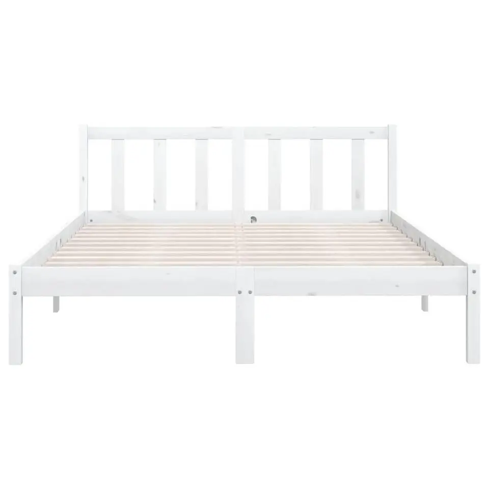 vidaXL - Bed frame met hoofdeinde - Wit - Massief grenenhout - 160x200 cm