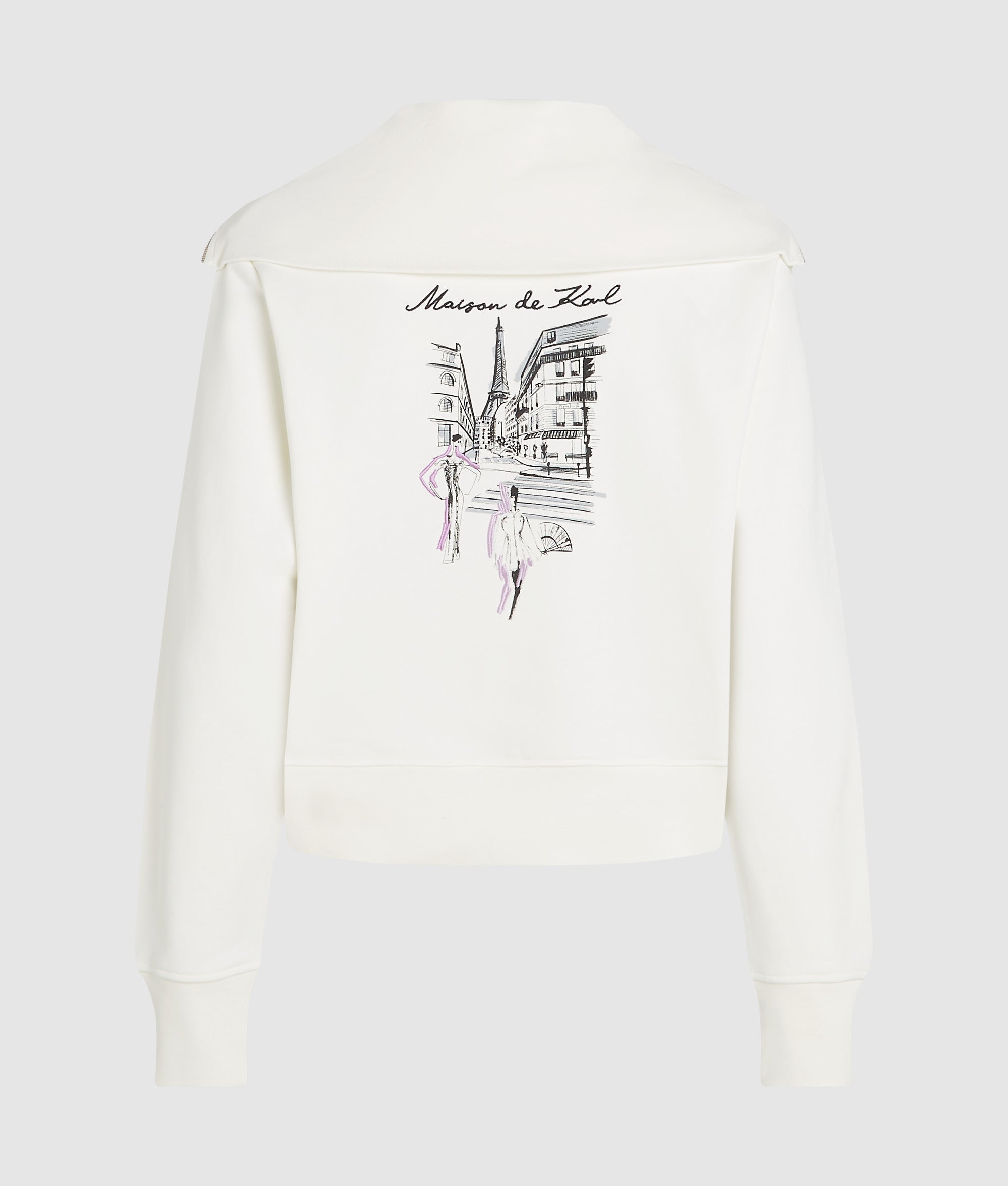 Sweatshirt met schets van Parijs en korte rits