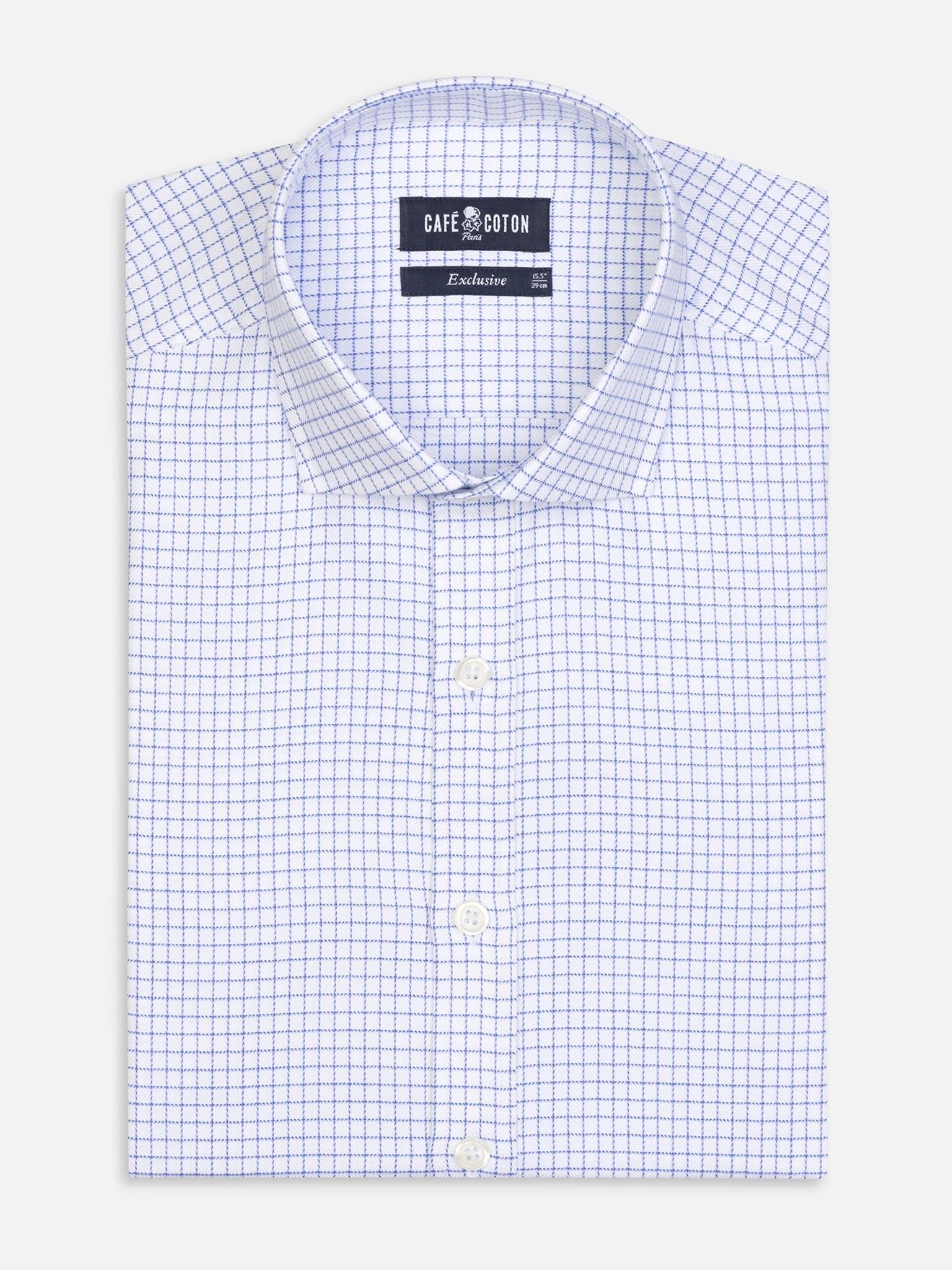 Chemise cintrée Oleg à carreaux bleus