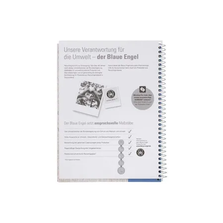 Oxford Recycling Collegeblock A5+, 80 Blatt, liniert mit Rand links, 90 g/m², 6fach gelocht, Optik Paper®