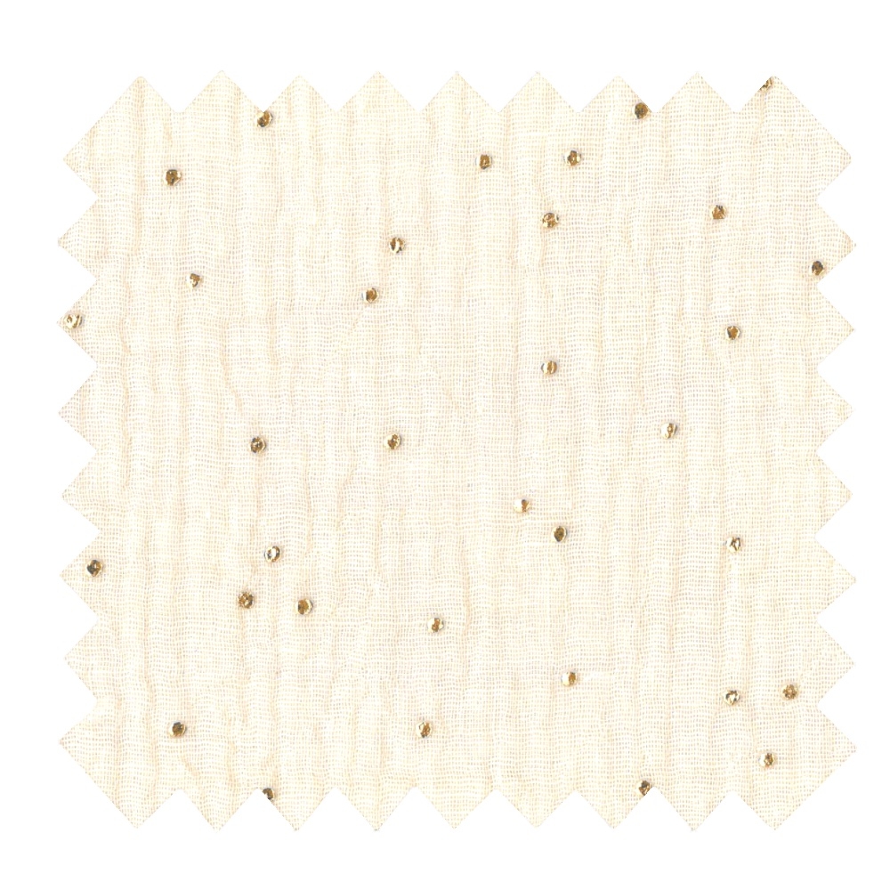 Coupon Tissu 1 M Gaze Pois Or Écru