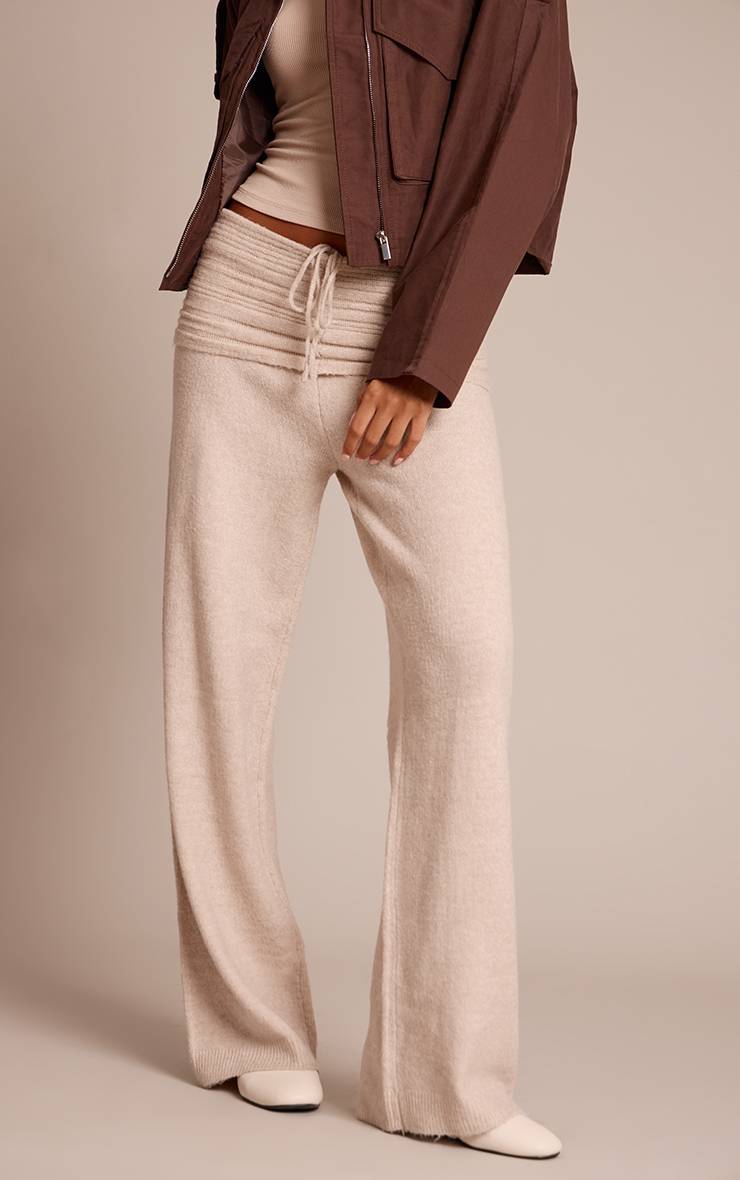 Avoine Pantalon En Maille Côtelée Souple À Taille Repliée