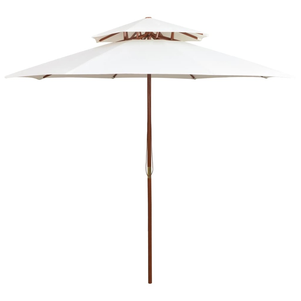 Parasol mobilier de jardin terrasse 270 x 270 cm poteau en bois blanc crème