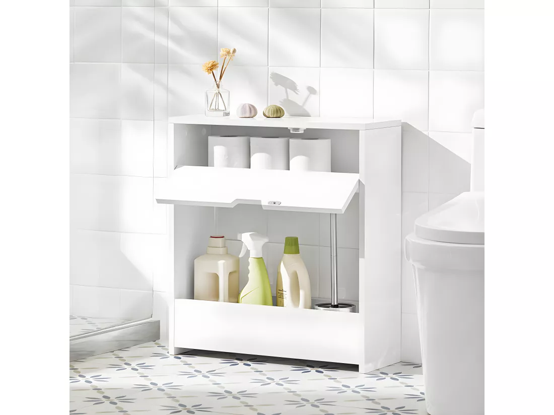 Support Papier Toilette, Armoire Toilettes Wc Armoire De Salle De Bain Sur Pied En Bois, BZr48-w