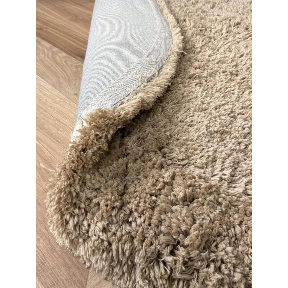 Interieur05 rond hoogpolig vloerkleed polyester Pilo taupe - 290 x 200 cm