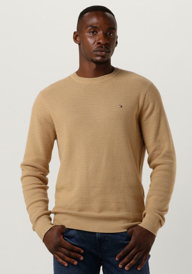 TOMMY HILFIGER khaki tommy hilfiger sweater interlaced structure crew neck