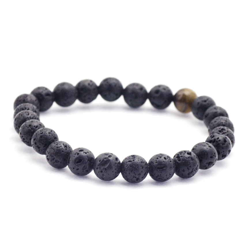 (2er Set) Lavastein Herren Armband Perlen Modeschmuck - Braun