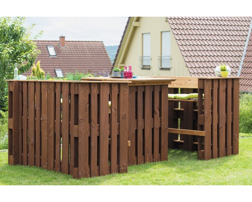 Projectpallet, halve maat, 120 x 40 x 15 cm, bruin