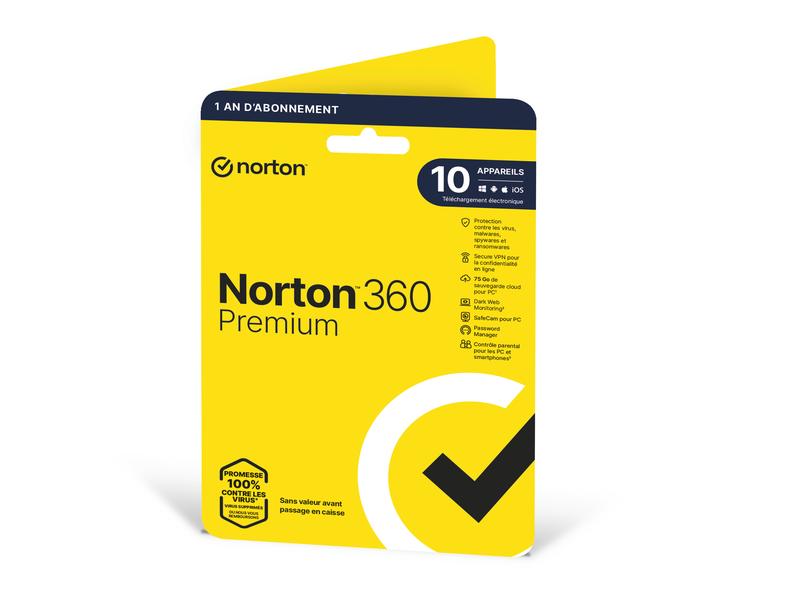 Norton Norton 360 Premium Sleeve, 10 Device, 1 Jahr Mehrere Schutzebenen für Ihre Geräte und Funktionen für Ihre Online-Privatsphäre.