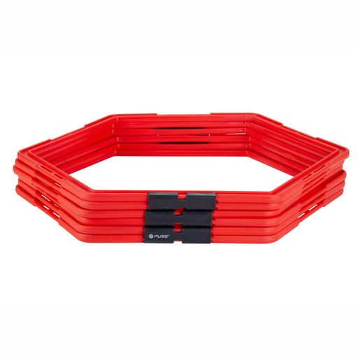 Grade de Agilidade Hexagonal Pure2improve, 6 peças, vermelha