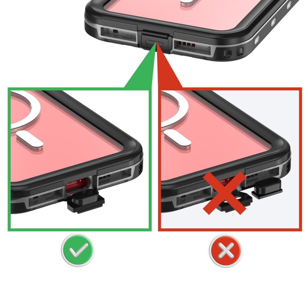 iPhone 15 Pro Max Wasserfeste MagSafe Outdoor Schutz Hülle (IP68) - Schwarz / Transparent
