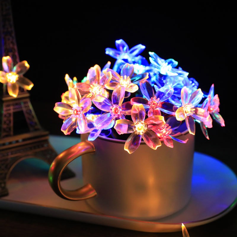 (3m) 20 LED's Deko Lichterkette Blumen Beleuchtung (Batteriebetrieben) - Warmweiss