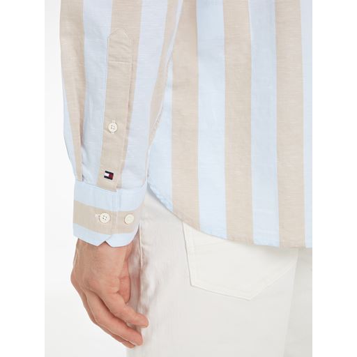 Tommy Hilfiger DC Bold Stripe Skjorte, Beige/Well Water/Optic White, XL