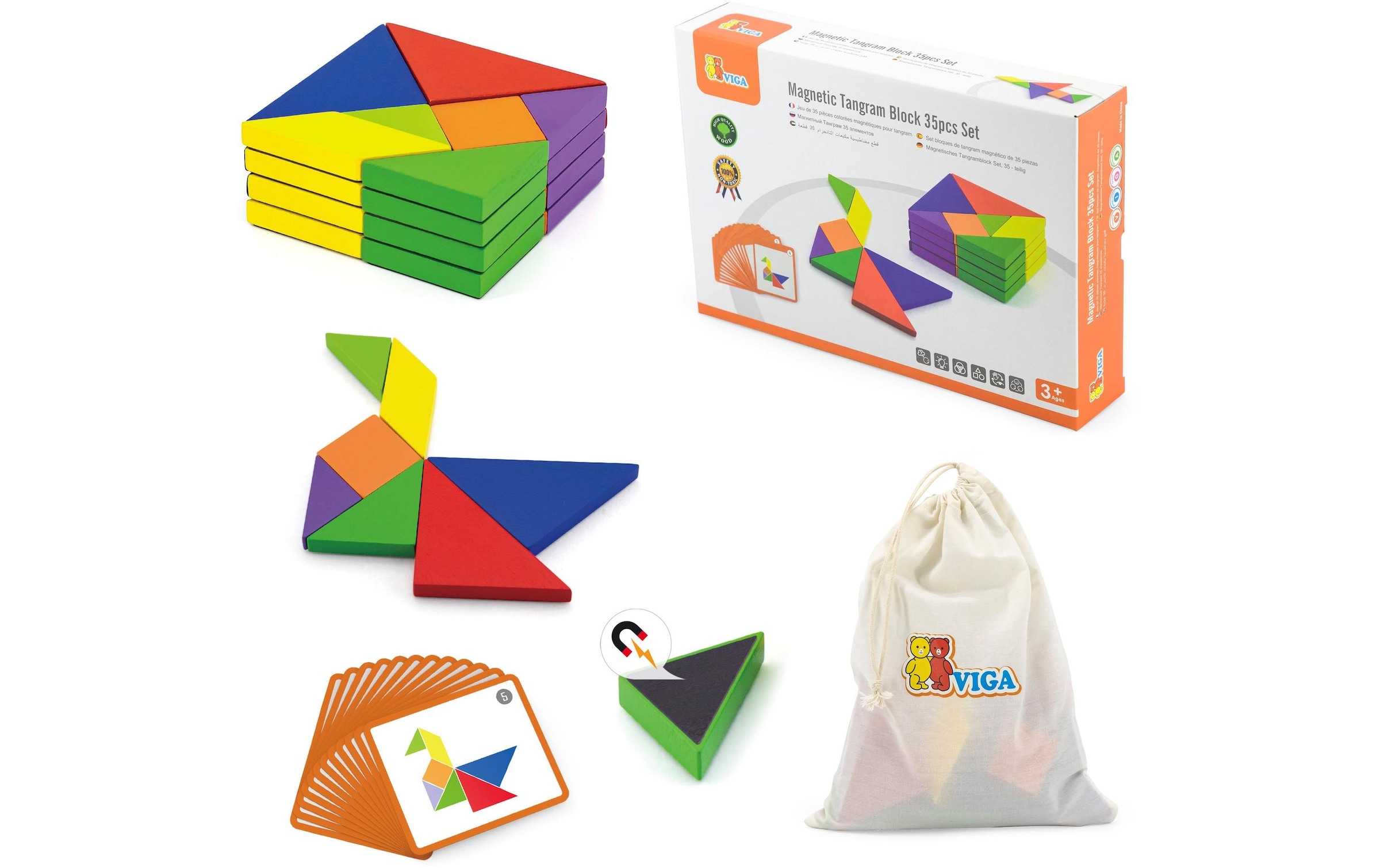Viga® Holzspielzeug Spielbausteine »Magnetic Tangram«