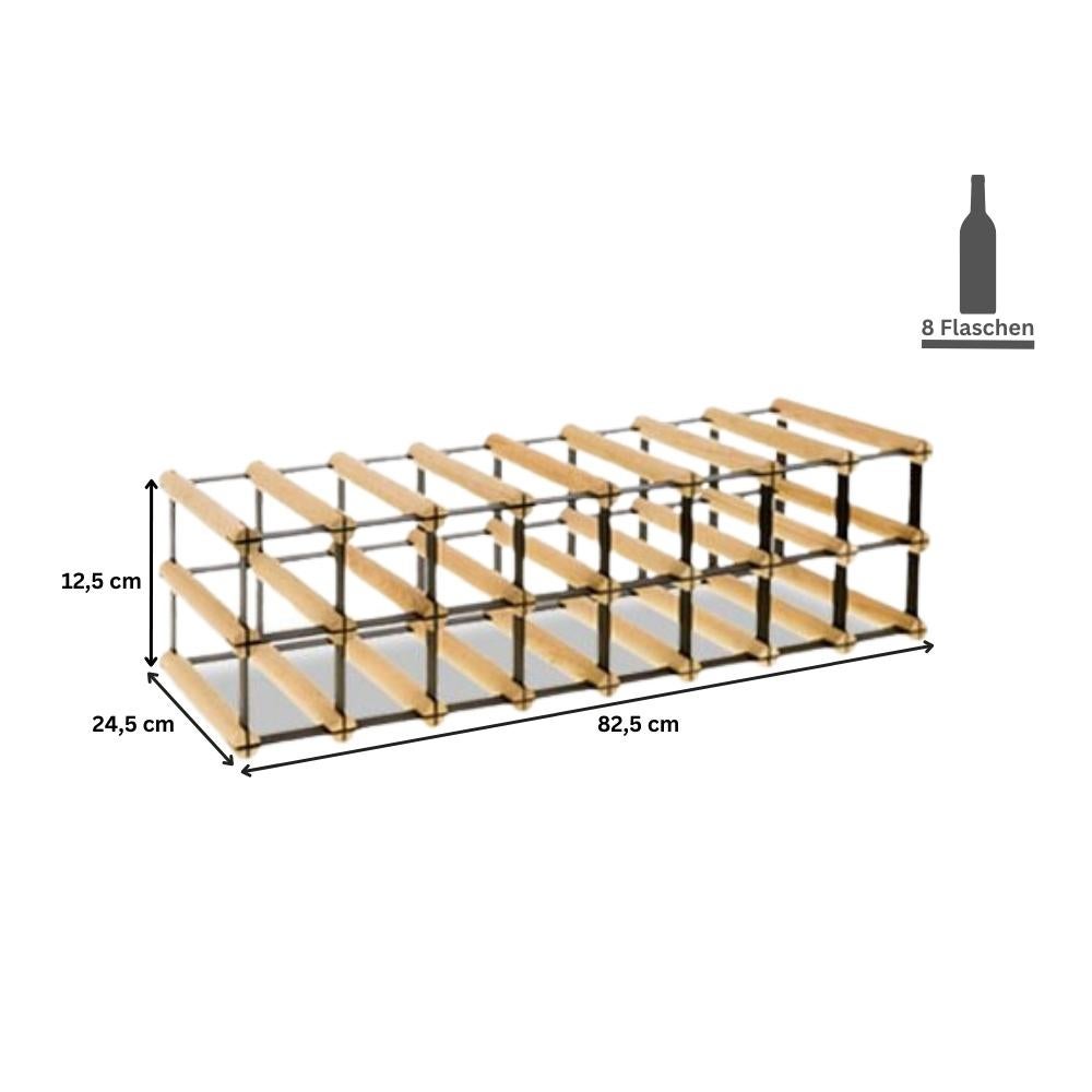 PROREGAL Modulair Wijnrek Vinotega Mod Metaal HxBxD 12,5 x 82,5 x 24,5 cm 8 x 1 Flessen Massief Dennenhout Natuurlijk