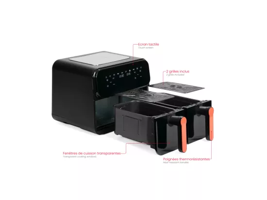 Livoo Friteuse sans huile 2 x 4.5l 2400w noir - DOC316