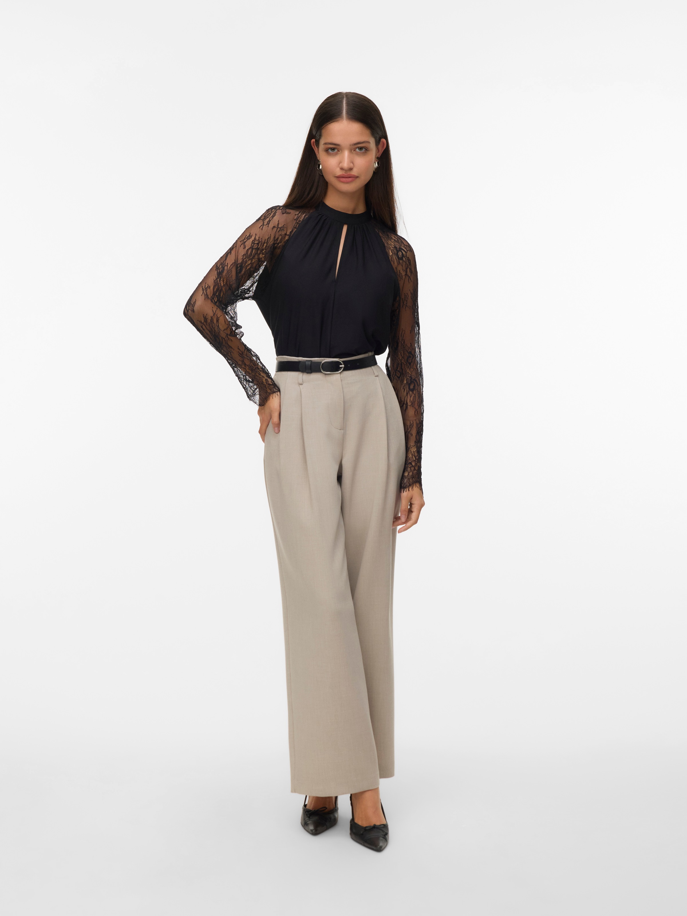 Vero Moda Spitzenshirt »VMMILLA LS LACE TOP GA JRS NOOS«