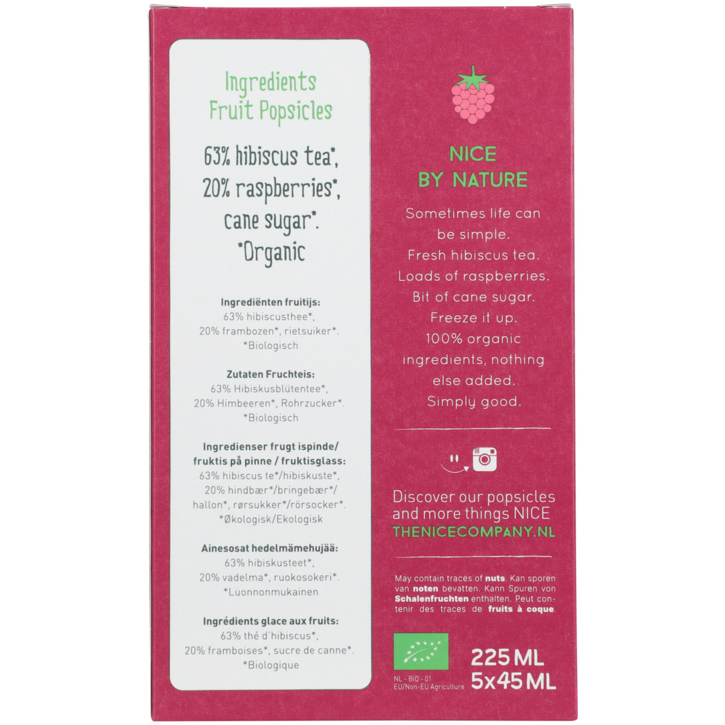 Nice Bio Fruit Pops Himbeer Hibis 5x45ml