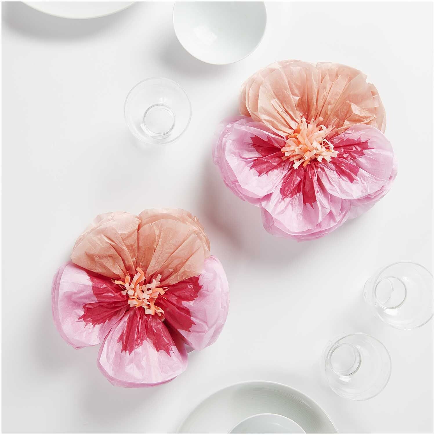 Seidenpapierblumen STIEFMÜTTERCHEN 2-teilig in pink