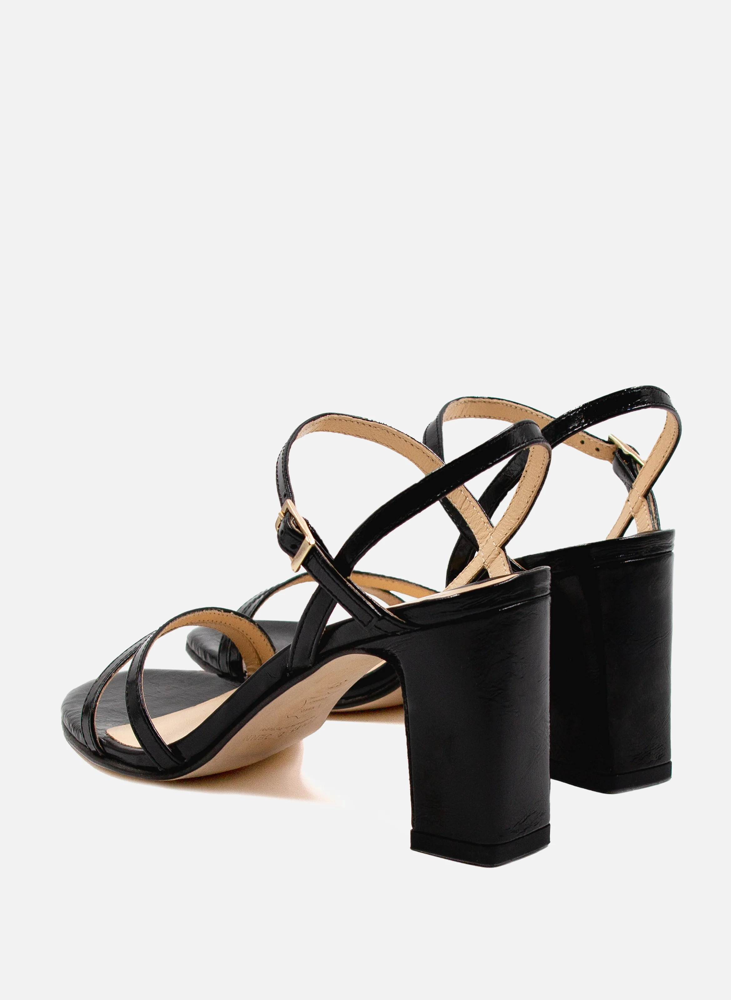 Sandales talon épurées cuir vernis | Noir