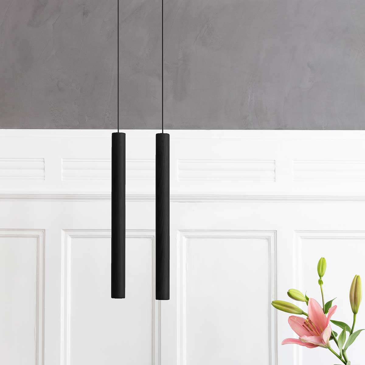 Hanglamp Chimes Tall Zwart eiken