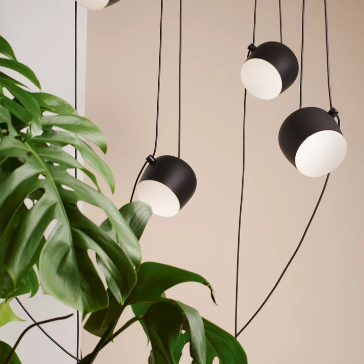 Flos - AIM LED-Pendelleuchten-Set (3 Pendelleuchten   Vielfach-Rosette), schwarz