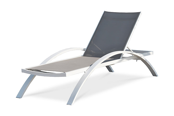 Bain de soleil empilable Barcelona Bcd Garden aluminium et textilène blanc taupe L 195 x l 74 x H 32 cm